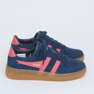 Gola Navy Suede Sneakers with Pink Accents and Gum Sole Grandslam